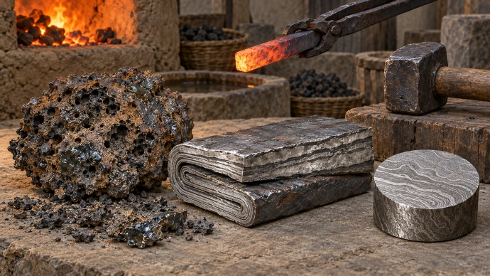 Bloomery Smelting and Folded Steel Billets